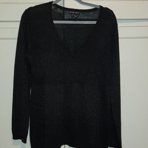 Lightweight metallic v-neck sweater